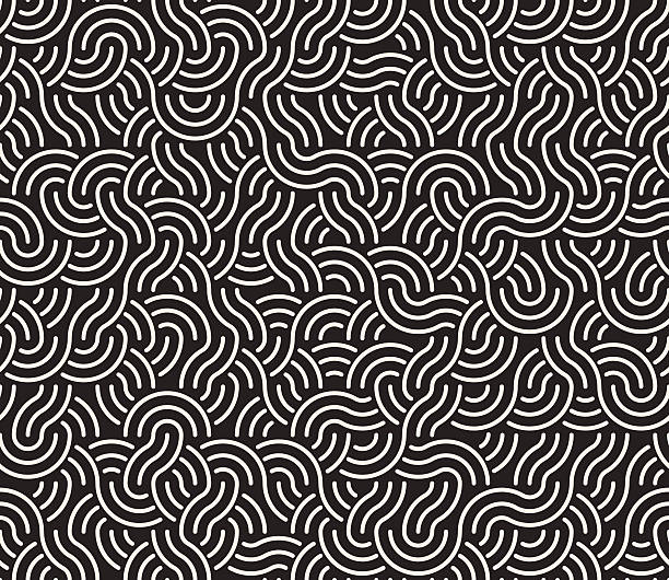 Vector Seamless Black And White Irregular Arc Lines Geometric Pattern Vector Seamless Black And White Irregular Arc Lines Geometric Pattern Abstract Background pasta patterns stock illustrations