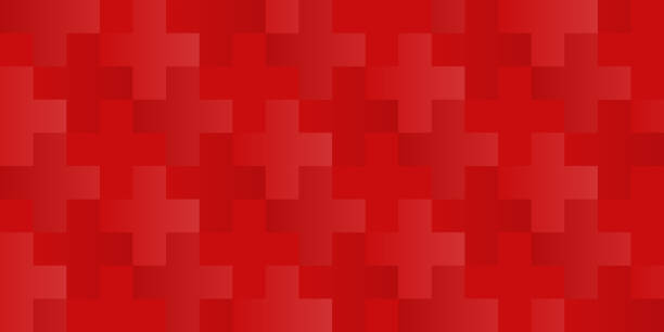 vector seamless cross or plus pattern with changeable background color for the crosses A repeating seamless pattern of crosses. The (red) background color can be changed easily to create a different texture. There are four different crosses in repeating endlessly in the pattern. religious cross designs stock illustrations