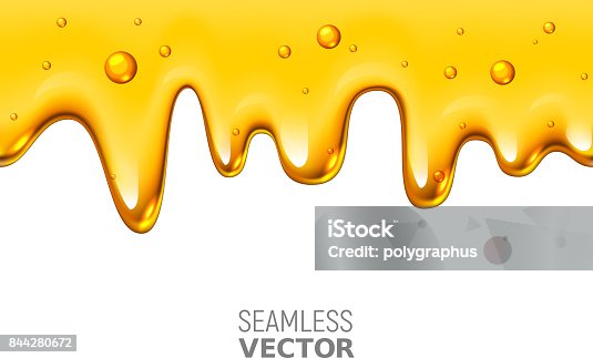 istock Vector seamless dripping honey on white background 844280672