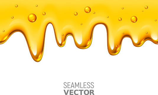 Vector seamless dripping honey on white background