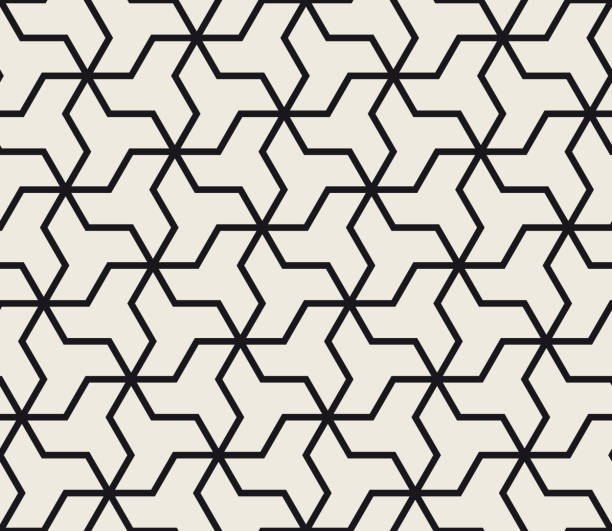 Vector seamless geometric pattern. Simple abstract thin lines lattice. Repeating stylish triple shapes tiling. Vector seamless geometric subtle pattern. Simple abstract thin lines lattice. Repeating stylish triple shapes tiling background. tessellation stock illustrations