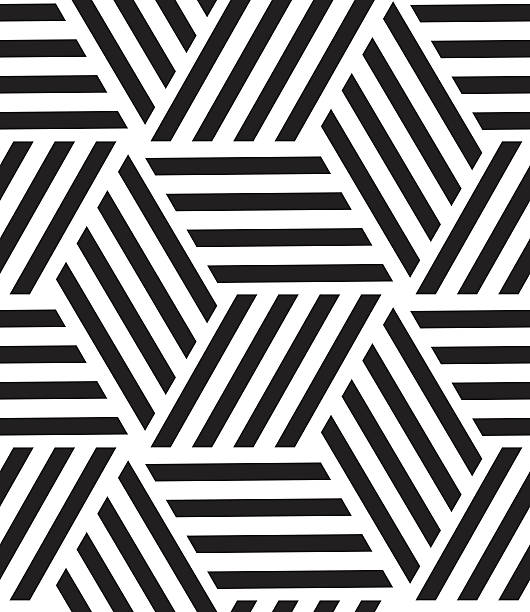 Vector seamless pattern. Modern stylish line, hexagon geometric Vector seamless pattern. Modern stylish line, hexagon geometric background. Texture with rhombus from striped black and white stock illustrations