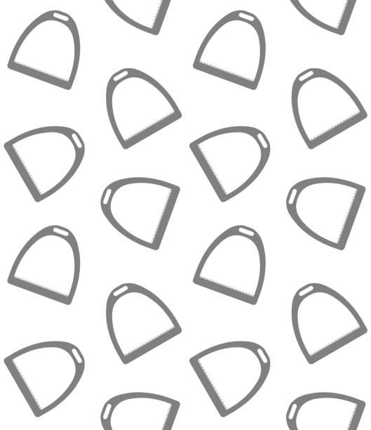 Vector seamless pattern of flat horse equestrian saddle stirrup Vector seamless pattern of flat horse equestrian saddle stirrup isolated on white background stirrup stock illustrations