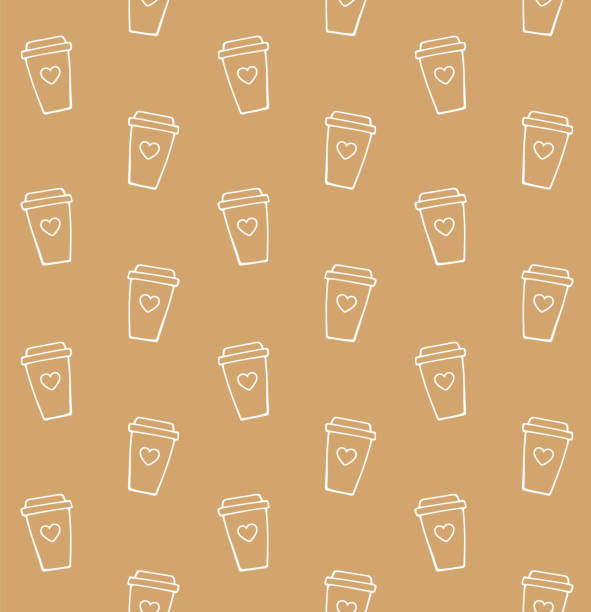 ilustrações de stock, clip art, desenhos animados e ícones de vector seamless pattern of hand drawn doodle sketch colored take away coffee - background coffee