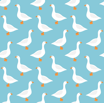 Vector seamless pattern of hand drawn flat goose duck