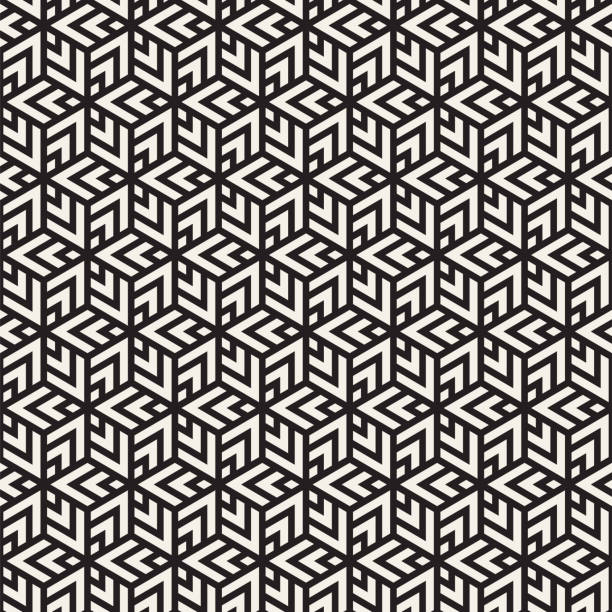 Vector seamless pattern. Repeating geometric lines. Abstract lattice background design. Vector seamless pattern. Repeating geometric black and white lines. Abstract lattice background design. tessellation stock illustrations
