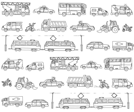 Vector seamless pattern with cars. Traffic.
