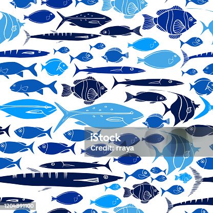 istock Vector  seamless pattern with fish 1204891100