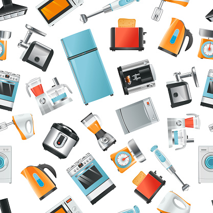 Vector seamless pattern with Household appliances