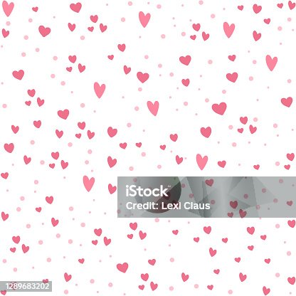 istock Vector seamless pattern with little hearts. Repeating background with Saint Valentine day symbols. Playful February holiday texture with love concept 1289683202