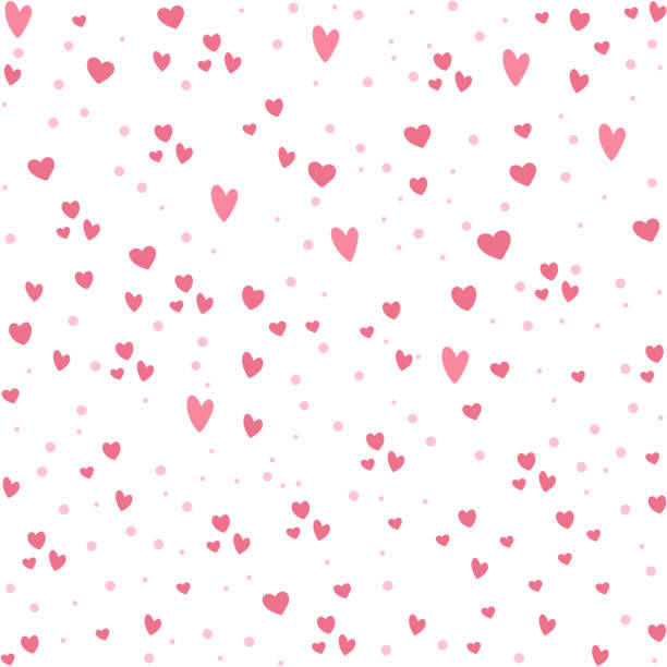 작은 하트와 벡터 원활한 패턴. 세인트 발렌타인 데이 기호와 반복 배경. 사랑 컨셉의 장난스러운 2월 휴가 감촉 - hearts stock illustrations