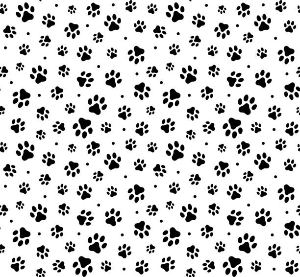 Vector seamless pattern with paw footprints of a dog (wolf), stains and smears. stock illustration Vector seamless pattern with paw footprints of a dog (wolf), stains and smears. stock illustration dog designs stock illustrations