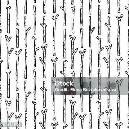 istock Vector seamless pattern with wood sticks. Hand drawn doodle background. 1347821920