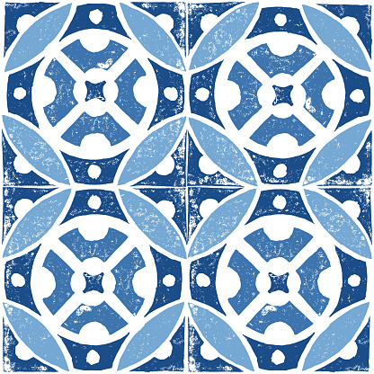 vector seamless spanish or portugese azulejo retro tile mosaic design