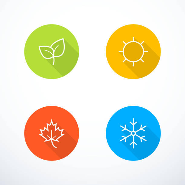 Vector season icon set Set of season icons. Vector illustration autumn symbols stock illustrations