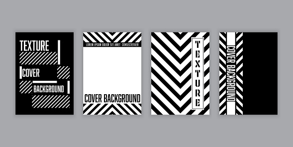 Vector set black and white stripes template design for flyer, poster, book cover or magazine. Banner background.