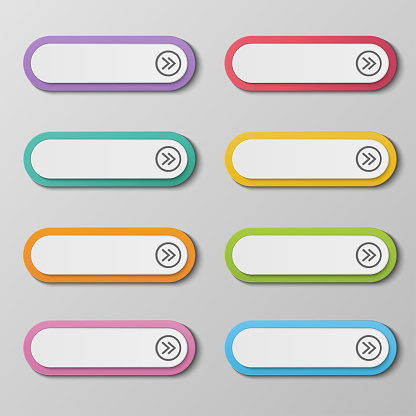 Vector set colorful long round buttons for wed design.