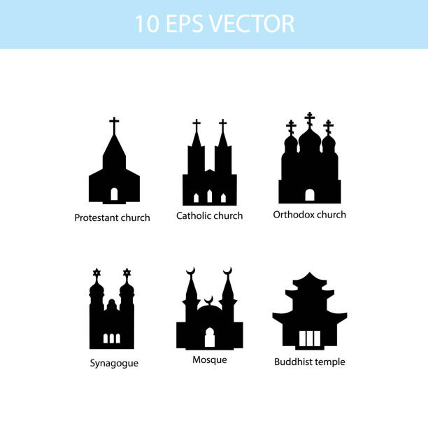 Vector set illustration of temples Vector set illustration of temples, vector icons synagogue stock illustrations