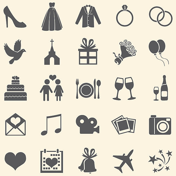 Vector Set of 25  Wedding Icons Vector Set of 25  Wedding Icons wedding icons stock illustrations