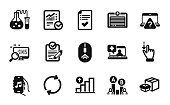 istock Vector set of Ab testing, Touchscreen gesture and Medical help icons simple set. Vector 1341703796