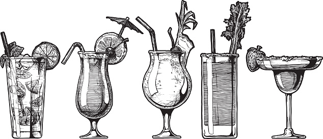 Vector set of alcohol cocktail