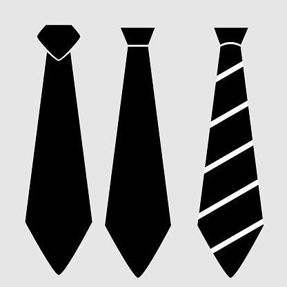 Vector set of black tie icons with various shapes isolated on white
