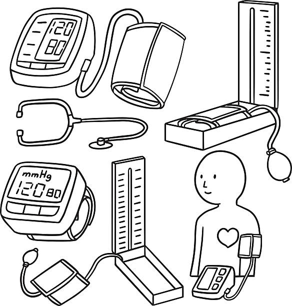 векторный набор для измерения артериального давления - cartoon of nurse tak...