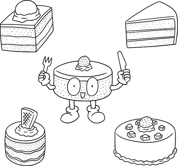 vector set of cake  coffee cake stock illustrations