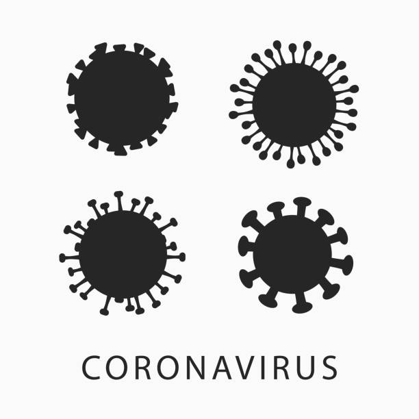 흰색 배경에 격리 된 코로나 바이러스 벡터 아이콘의 벡터 세트입니다. - 바이러스 stock illustrations