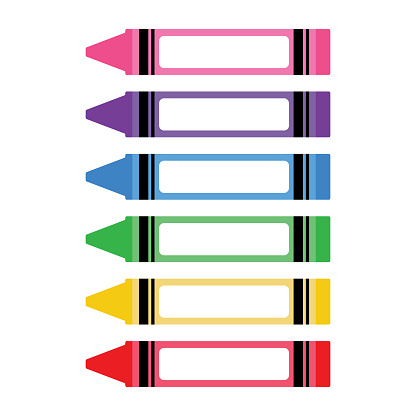 Vector Set of Crayon Labels on White Background