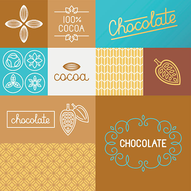 stockillustraties, clipart, cartoons en iconen met vector set of design elements for chocolate packaging - chocoletter