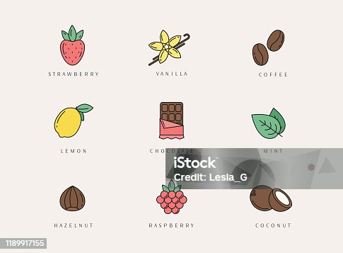 istock Vector set of design elements, logo design template, icons and badges of different flavor. 1189917155