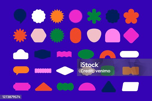 istock Vector set of design elements, patches and stickers with copy space for text - abstract background elements for branding, packaging, prints and social media posts 1273879574