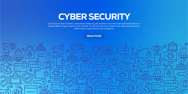 Vector set of design templates and elements for Cyber Security in trendy linear style - Seamless patterns with linear icons related to Cyber Security - Vector Vector set of design templates and elements for Cyber Security in trendy linear style - Seamless patterns with linear icons related to Cyber Security - Vector security designs stock illustrations