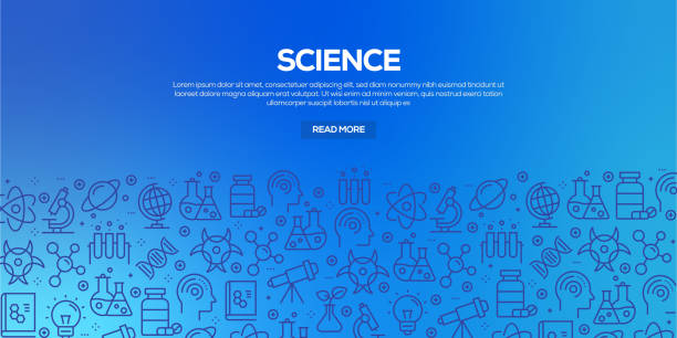 Vector set of design templates and elements for Science in trendy linear style - Seamless patterns with linear icons related to Science - Vector Vector set of design templates and elements for Science in trendy linear style - Seamless patterns with linear icons related to Science - Vector laboratory patterns stock illustrations