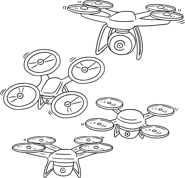 vector set of drone vector set of drone drone drawings stock illustrations