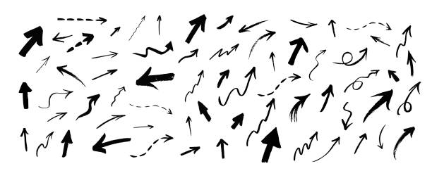Vector set of hand drawn grunge arrows向量藝術插圖