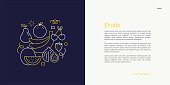istock Vector Set of Illustration Fruits Concept. Line Art Style Background Design for Web Page, Banner, Poster, Print etc. Vector Illustration. 1355874608