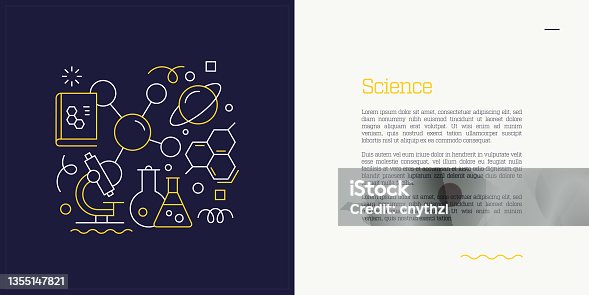 istock Vector Set of Illustration Science Concept. Line Art Style Background Design for Web Page, Banner, Poster, Print etc. Vector Illustration. 1355147821