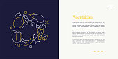 Vector Set of Illustration Vegetables Concept. Line Art Style Background Design for Web Page, Banner, Poster, Print etc. Vector Illustration.