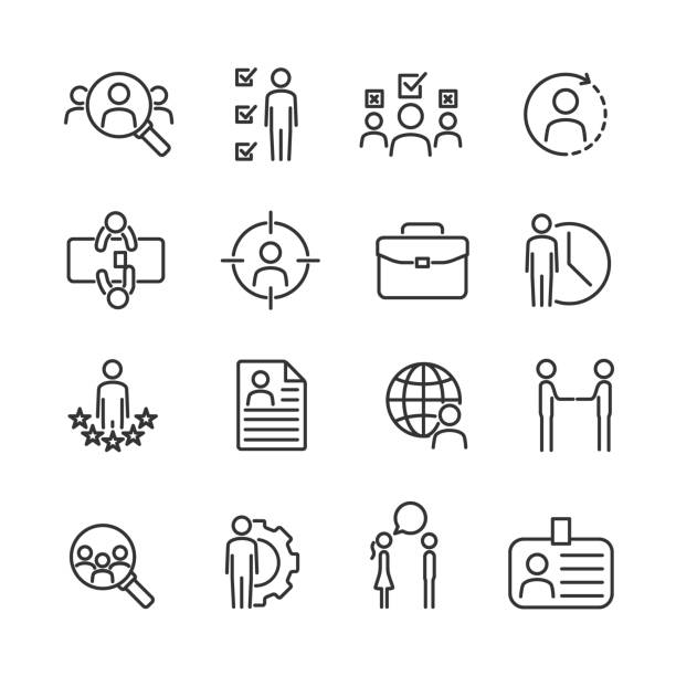 bildbanksillustrationer, clip art samt tecknat material och ikoner med vector set of job hunting line icons. - new standards