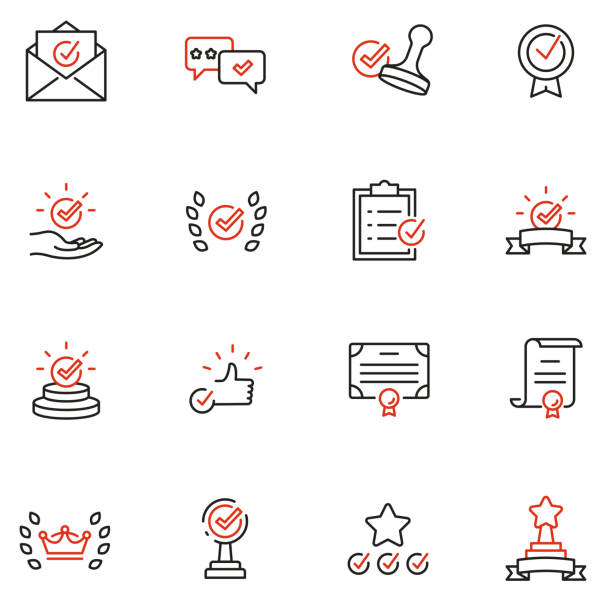 Vector Set of Linear Icons Related to Approvement, Accreditation, Quality Check and Affirmation. Mono Line Pictograms and Infographics Design Elements - part 2 Vector Set of Linear Icons Related to Approvement, Accreditation, Quality Check and Affirmation. Mono Line Pictograms and Infographics Design Elements - part 2 assertiveness stock illustrations
