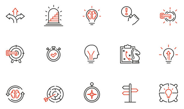 Vector Set of Linear Icons Related to Decision-Making Process, Problem Solving, Need to Choose. Mono Line Pictograms and Infographics Design Elements Vector Set of Linear Icons Related to Decision-Making Process, Problem Solving, Need to Choose. Mono Line Pictograms and Infographics Design Elements footpath stock illustrations