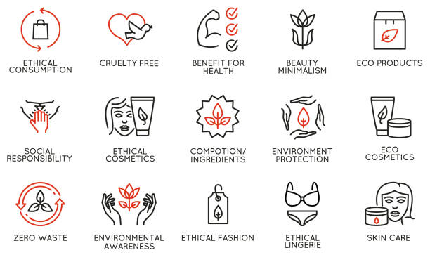 Vector Set of Linear Icons Related to Ethical Consumption and Eco Products. Mono line pictograms and infographics design elements Vector Set of Linear Icons Related to Ethical Consumption and Eco Products. Mono line pictograms and infographics design elements toxics in toxics out stock illustrations