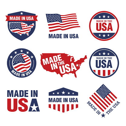 Vector Set Of Made In The Usa Labels Stock Illustration - Download