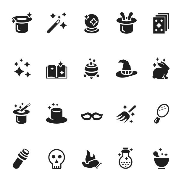 Vector set of magic icons  paranormal stock illustrations
