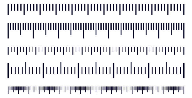 Vector set of metric rulers in flat style. Measuring scales. Vector set of metric rulers in flat style. Measuring scales. centimeter ruler stock illustrations