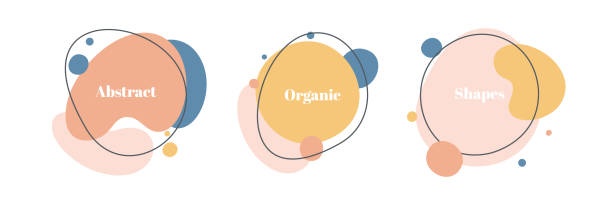 ilustrações de stock, clip art, desenhos animados e ícones de vector set of minimal backgrounds with organic abstract shapes and sample text in pastel colors - organic