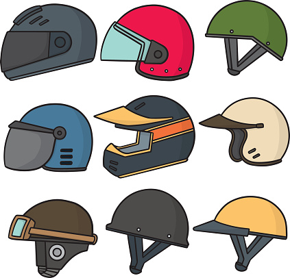 vector set of motorcycle helmet