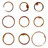 Vector set of natural coffee stains.